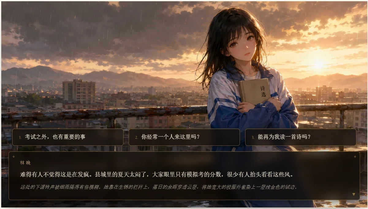 School rooftop scene